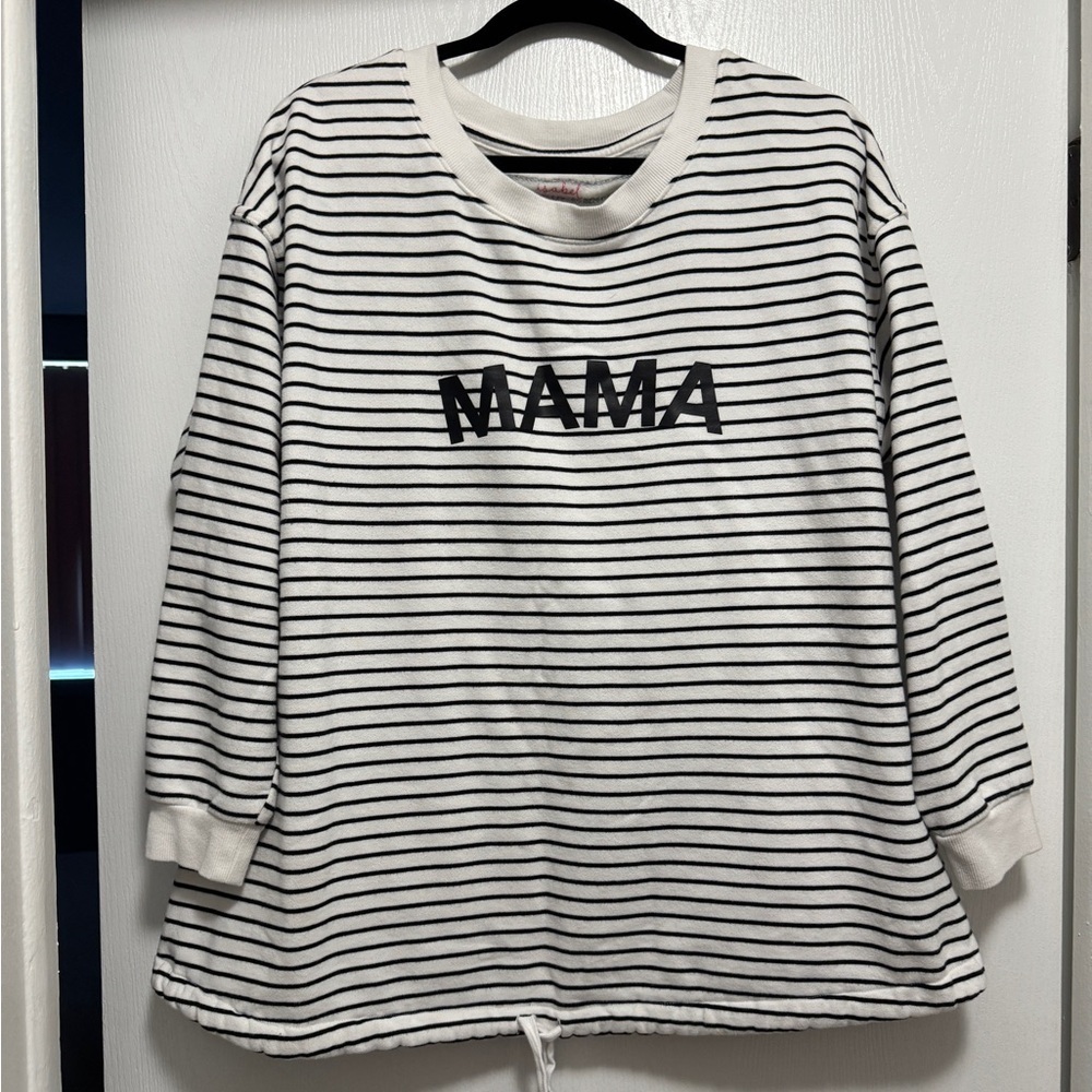 Striped 'MAMA' Maternity Crewneck Sweatshirt Size XL